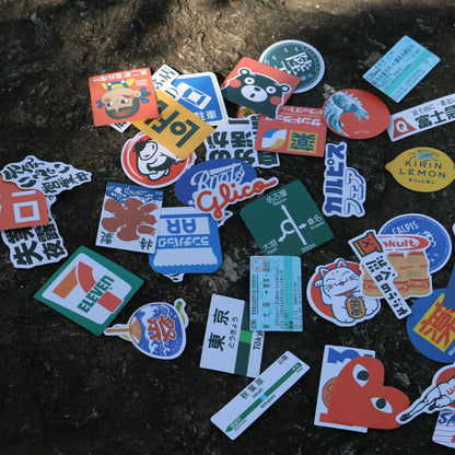 🇯🇵 31pcs Japanese Logo & Station Sign Stickers – Tokyo Travel Vinyl Pack