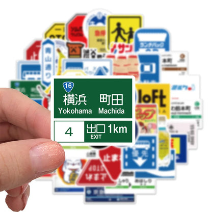 50pcs Japan Sticker Set – Retro Signs, Brands & Travel Logos