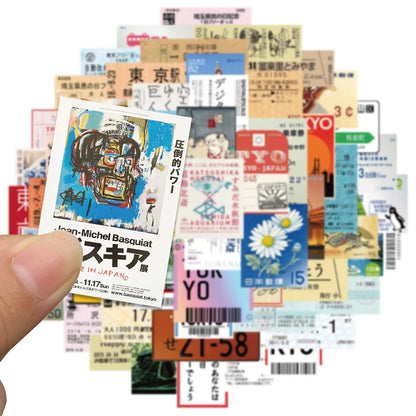 60PCS Japan Travel Sticker Set – Retro Ticket, Postcard & Stamp Designs for Scrapbook, Diary & Laptop Decor